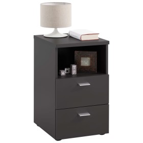 FMD Nightstand with 2 drawers and open shelf black by FMD, Nightstands - Ref: Foro24-428714, Price: 134,99 €, Discount: %