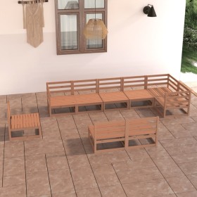 Garden furniture 9 pieces honey brown solid pine wood by , Garden sets - Ref: Foro24-3075637, Price: 606,77 €, Discount: %