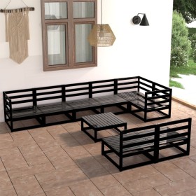 Garden furniture set 9 pieces black solid pine wood by , Garden sets - Ref: Foro24-3075623, Price: 662,99 €, Discount: %