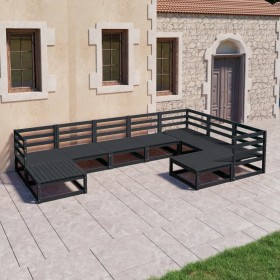 Gartenmöbel-Set 9-teilig und Kissen aus schwarzem Kiefernholz von , Gartensets - Ref: Foro24-3075758, Preis: 664,99 €, Rabatt: %