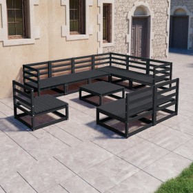 Garden furniture set 10 pieces and black pine wood cushions by , Garden sets - Ref: Foro24-3075793, Price: 719,99 €, Discount: %