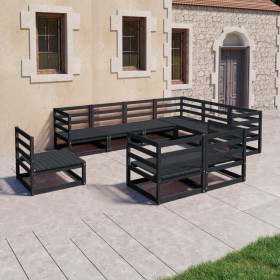 Garden furniture set 9 pieces and black pine wood cushions by , Garden sets - Ref: Foro24-3075808, Price: 637,99 €, Discount: %