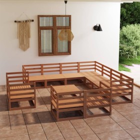 Garden furniture 12 pieces honey brown solid pine wood by , Garden sets - Ref: Foro24-3075952, Price: 806,50 €, Discount: %