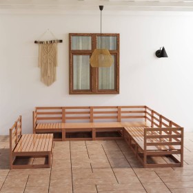 Garden furniture 9 pieces and cushions honey brown pine wood by , Garden sets - Ref: Foro24-3075857, Price: 605,99 €, Discoun...