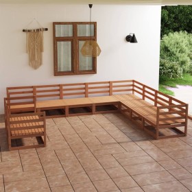 Garden furniture 10 pieces honey brown solid pine wood by , Garden sets - Ref: Foro24-3075927, Price: 711,99 €, Discount: %