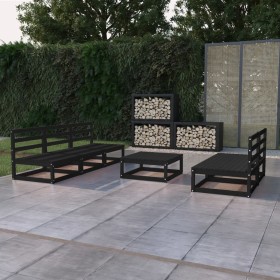 Garden furniture set 6 pieces black solid pine wood by , Garden sets - Ref: Foro24-3075313, Price: 386,50 €, Discount: %