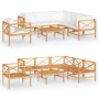 Garden furniture set 7 pieces teak wood and cream cushions by , Garden sets - Ref: Foro24-3087220, Price: 841,99 €, Discount: %