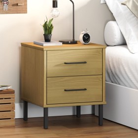 OSLO brown pine solid wood metal legs bedside table by vidaXL, Nightstands - Ref: Foro24-350973, Price: 49,99 €, Discount: %