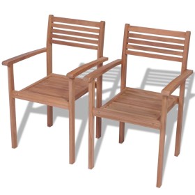 Stackable garden chairs, 2 units, solid teak wood by vidaXL, Garden chairs - Ref: Foro24-43036, Price: 168,32 €, Discount: %