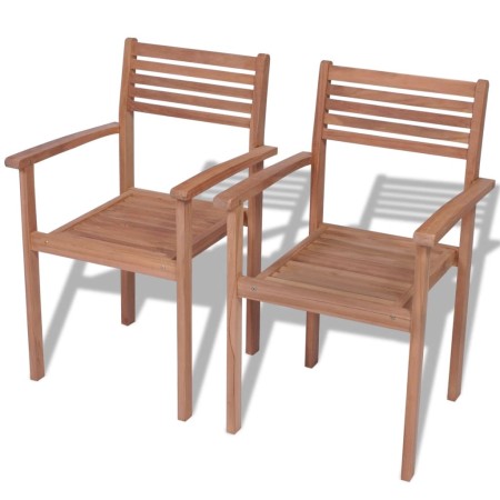 Stackable garden chairs, 2 units, solid teak wood by vidaXL, Garden chairs - Ref: Foro24-43036, Price: 174,13 €, Discount: %