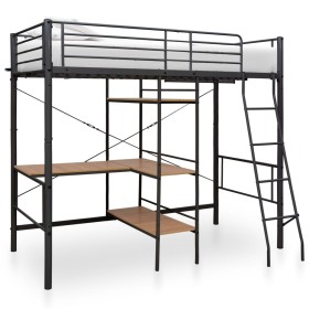 Estructura de litera con mesa de metal gris 90x200 cm de , Camas y somieres - Ref: Foro24-287908, Precio: 366,33 €, Descuento: %