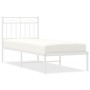 Metal bed frame with white headboard 75x190 cm by , Beds and slatted bases - Ref: Foro24-373730, Price: 65,42 €, Discount: %