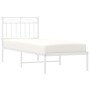 Metal bed frame with white headboard 75x190 cm by , Beds and slatted bases - Ref: Foro24-373730, Price: 65,42 €, Discount: %