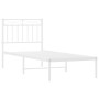 Estructura de cama de metal con cabecero blanco 75x190 cm de , Camas y somieres - Ref: Foro24-373730, Precio: 65,42 €, Descue...