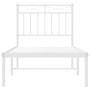 Metal bed frame with white headboard 75x190 cm by , Beds and slatted bases - Ref: Foro24-373730, Price: 65,42 €, Discount: %