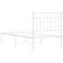 Metal bed frame with white headboard 75x190 cm by , Beds and slatted bases - Ref: Foro24-373730, Price: 65,42 €, Discount: %