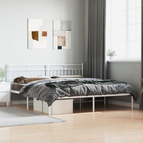 Metal bed frame with white headboard 183x213 cm by , Beds and slatted bases - Ref: Foro24-373745, Price: 104,99 €, Discount: %