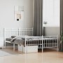 Metal bed frame with headboard and white footboard 140x190 cm by , Beds and slatted bases - Ref: Foro24-373758, Price: 102,14...