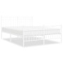 Metal bed frame with headboard and white footboard 140x190 cm by , Beds and slatted bases - Ref: Foro24-373758, Price: 102,14...