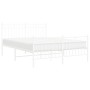 Metal bed frame with headboard and white footboard 140x190 cm by , Beds and slatted bases - Ref: Foro24-373758, Price: 102,14...