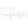 Metal bed frame with headboard and white footboard 140x190 cm by , Beds and slatted bases - Ref: Foro24-373758, Price: 102,14...