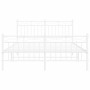 Metal bed frame with headboard and white footboard 140x190 cm by , Beds and slatted bases - Ref: Foro24-373758, Price: 102,14...