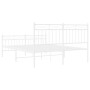 Metal bed frame with headboard and white footboard 140x190 cm by , Beds and slatted bases - Ref: Foro24-373758, Price: 102,14...