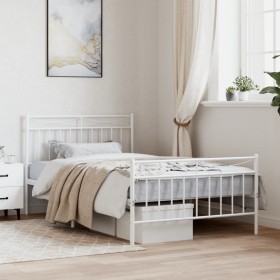 Metal bed frame with headboard and footboard white 100x200 cm by , Beds and slatted bases - Ref: Foro24-373753, Price: 73,99 ...