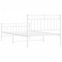 Metal bed frame with headboard and footboard white 100x200 cm by , Beds and slatted bases - Ref: Foro24-373753, Price: 76,17 ...