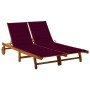 Garden lounger for 2 people and solid acacia wood cushions by , Loungers - Ref: Foro24-3061383, Price: 393,12 €, Discount: %