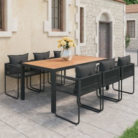 7-Piece Black and Brown PVC Rattan Garden Dining Set by , Garden sets - Ref: Foro24-3060110, Price: 724,64 €, Discount: %