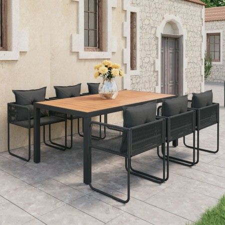 Set de comedor de jardín de 7 piezas PVC ratán negro y marrón de , Conjuntos de jardín - Ref: Foro24-3060110, Precio: 693,99 ...