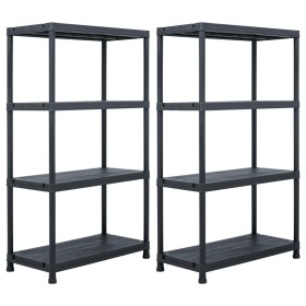 Plastic shelving 2 units 200 kg 80x40x138 cm black by , Industrial shelving - Ref: Foro24-276259, Price: 170,99 €, Discount: %