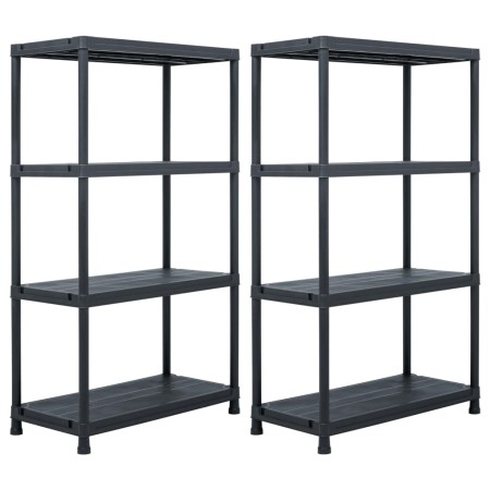 Plastic shelving 2 units 200 kg 80x40x138 cm black by , Industrial shelving - Ref: Foro24-276259, Price: 169,88 €, Discount: %