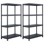 Plastic shelving 2 units 200 kg 80x40x138 cm black by , Industrial shelving - Ref: Foro24-276259, Price: 169,88 €, Discount: %