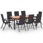 Juego de comedor de jardín 9 piezas negro y marrón de , Conjuntos de jardín - Ref: Foro24-3060057, Precio: 740,94 €, Descuent...