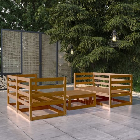 Garden furniture 5 pieces and cushions honey brown pine wood by , Garden sets - Ref: Foro24-3075257, Price: 315,53 €, Discoun...