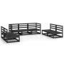 Garden furniture set 7 pieces black solid pine wood by , Garden sets - Ref: Foro24-3075423, Price: 501,25 €, Discount: %