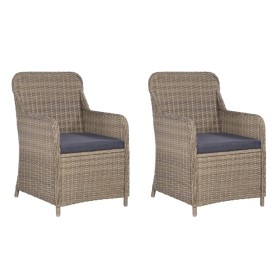 Garden chairs with cushions 2 units brown synthetic rattan by vidaXL, Garden chairs - Ref: Foro24-44147, Price: 254,31 €, Dis...