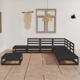 Garden furniture set 8 pieces black solid pine wood by , Garden sets - Ref: Foro24-3075513, Price: 487,99 €, Discount: %