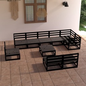 Garden furniture set 10 pieces black solid pine wood by , Garden sets - Ref: Foro24-3075643, Price: 727,99 €, Discount: %