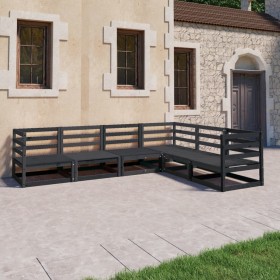 Garden furniture set 6 pieces black solid pine wood by , Garden sets - Ref: Foro24-3075738, Price: 419,29 €, Discount: %