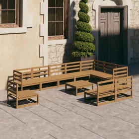 Garden furniture 11 pieces honey brown solid pine wood by , Garden sets - Ref: Foro24-3075802, Price: 728,80 €, Discount: %