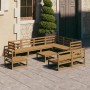 Gartenmöbel 10 Stück und Kissen aus honigbraunem Kiefernholz von , Gartensets - Ref: Foro24-3075792, Preis: 678,69 €, Rabatt: %