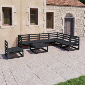 Garden furniture set 8 pieces black solid pine wood by , Garden sets - Ref: Foro24-3075773, Price: 604,99 €, Discount: %