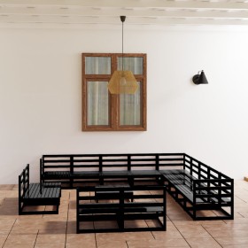 Garden furniture set 14 pieces and black pine wood cushions by , Garden sets - Ref: Foro24-3075913, Price: 975,99 €, Discount: %