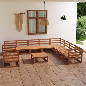 Garden furniture 11 pieces honey brown solid pine wood by , Garden sets - Ref: Foro24-3075932, Price: 760,42 €, Discount: %