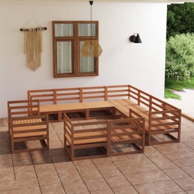 Garden furniture 11 pieces honey brown solid pine wood by , Garden sets - Ref: Foro24-3075947, Price: 762,23 €, Discount: %