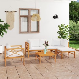 Gartenmöbel-Set 6-teilig aus Teakholz und cremefarbenen Kissen von , Gartensets - Ref: Foro24-3087200, Preis: 659,99 €, Rabat...