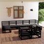 Garden furniture set 10 pieces solid black pine wood by , Garden sets - Ref: Foro24-3078143, Price: 770,41 €, Discount: %